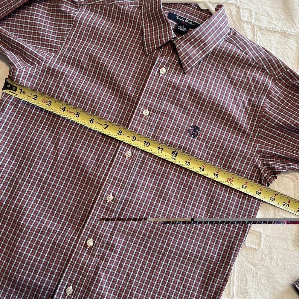 Brooks Brothers Fleece Shirt Boys Sz L Plaid Long Sleeve Button Up Non Iron Logo